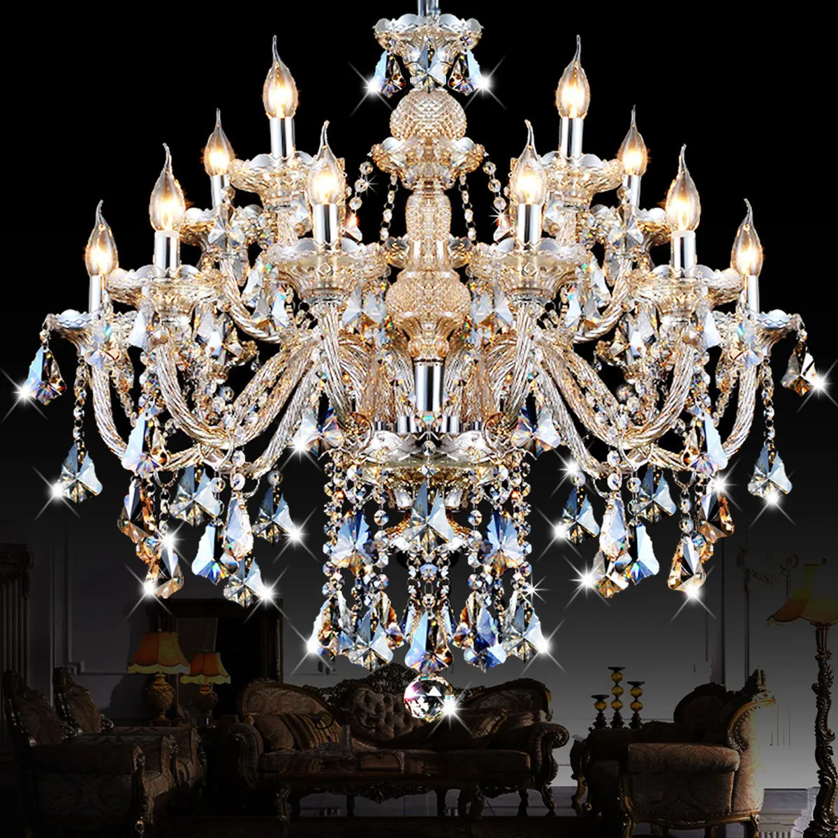 Hotel Industrial Metal Hanging led crystal lamp pendant light chandelier Hotel living room Bar Cafe Crystal Chandelier E14 E27