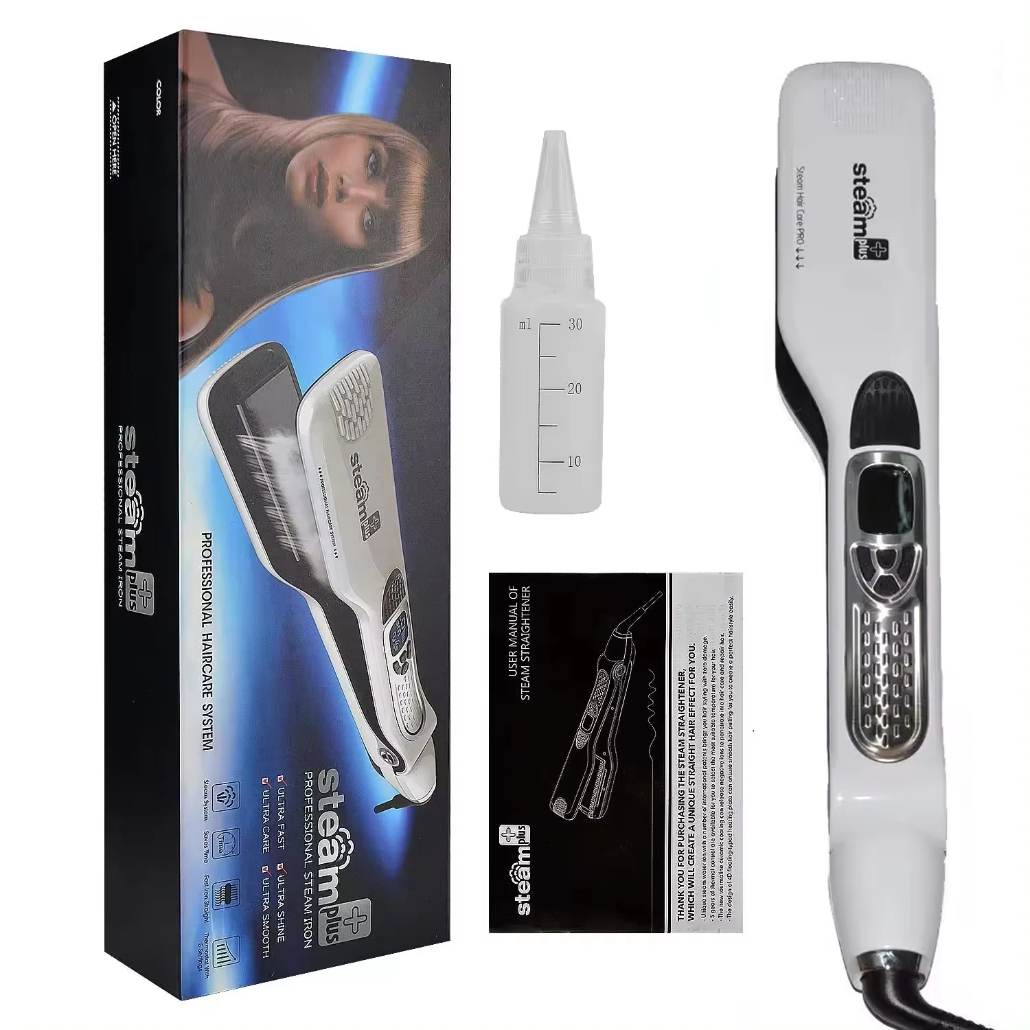 steam titanium flat iron hair straightener 40ML Steam Straighteners for thick Hair Professional Salon Titanium Vapor Steam