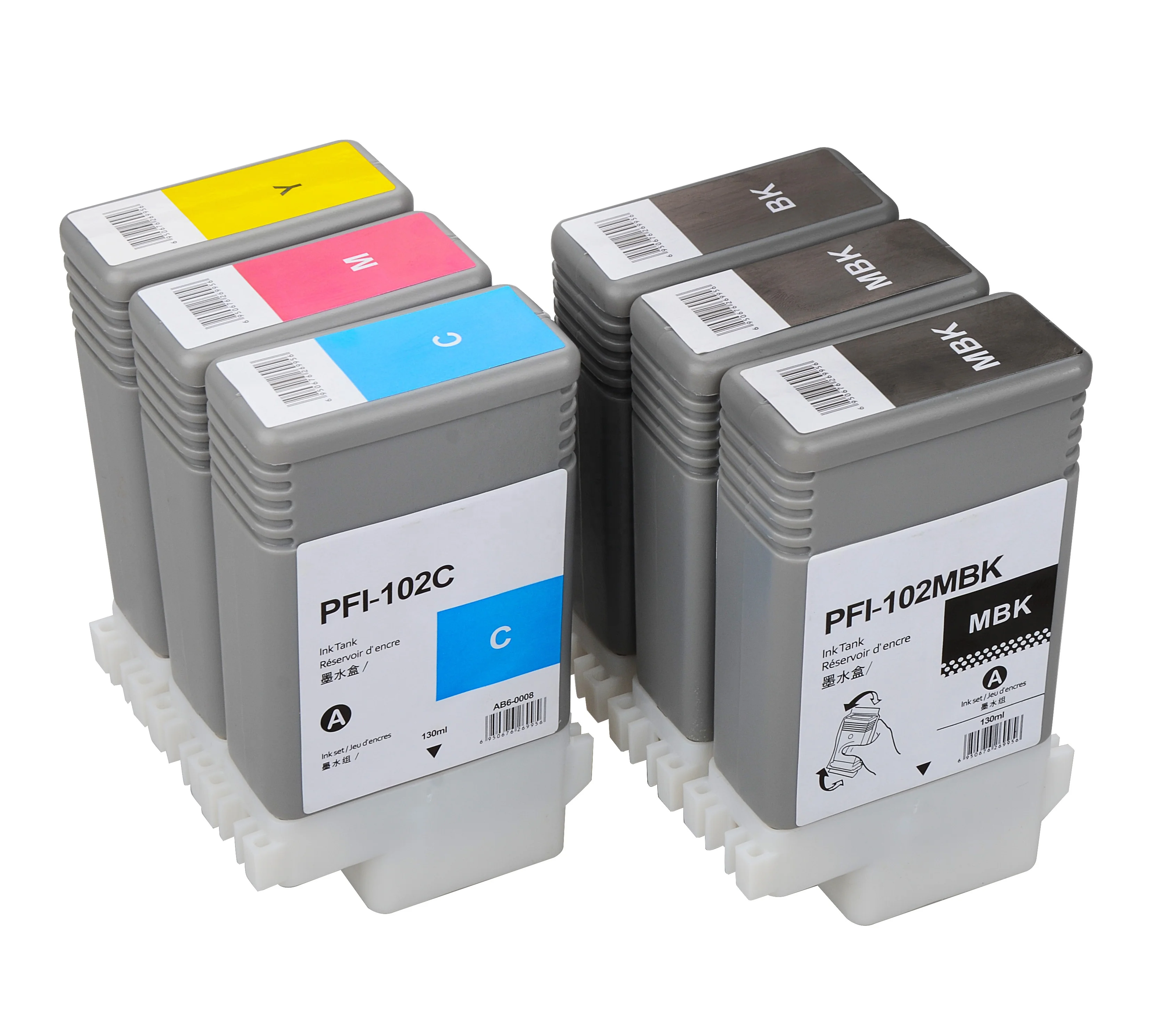 Can 5colors compatible cartridge PFI-102 with 130 ml ink for Can ImagePROGRAF 500/510 600/605/610 700/710/720/750/755