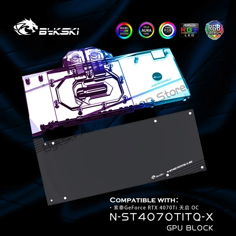Bykski N-ST4070TITQ-X,4070 ti water cooler For Zotac GeForce RTX 4070Ti Apocalypse OC Graphics Card GPU Block Argb Sync Radiator