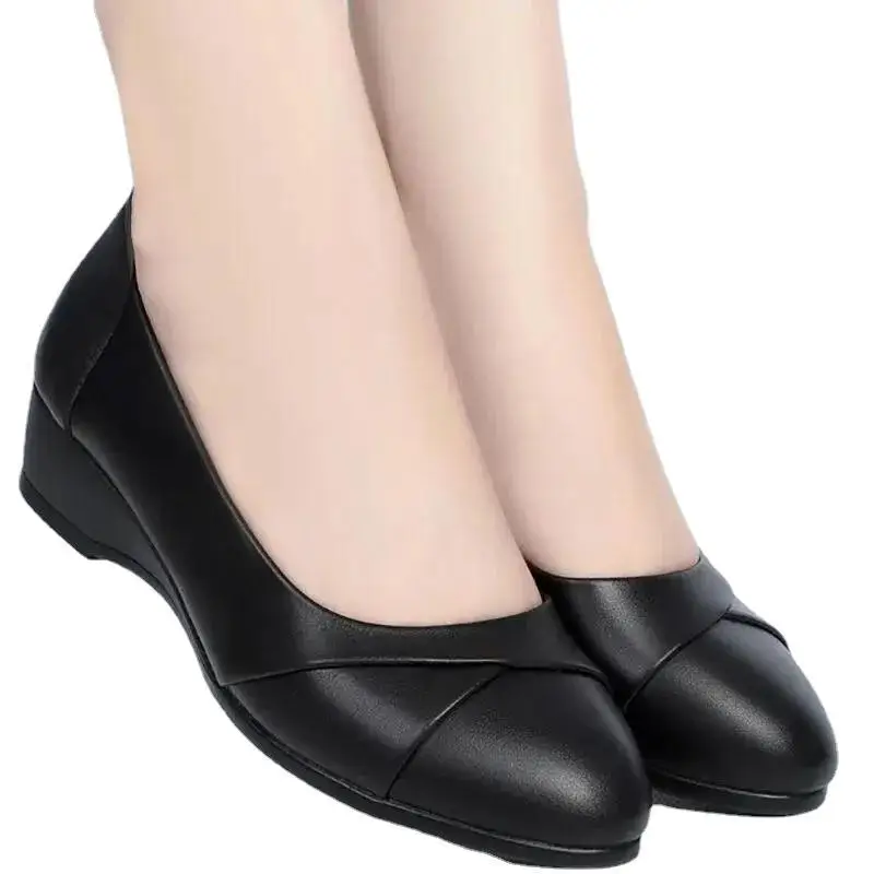 Trendy custom logo solid color soft  fashionable casual comfortable walking business office women work shoes minimalist