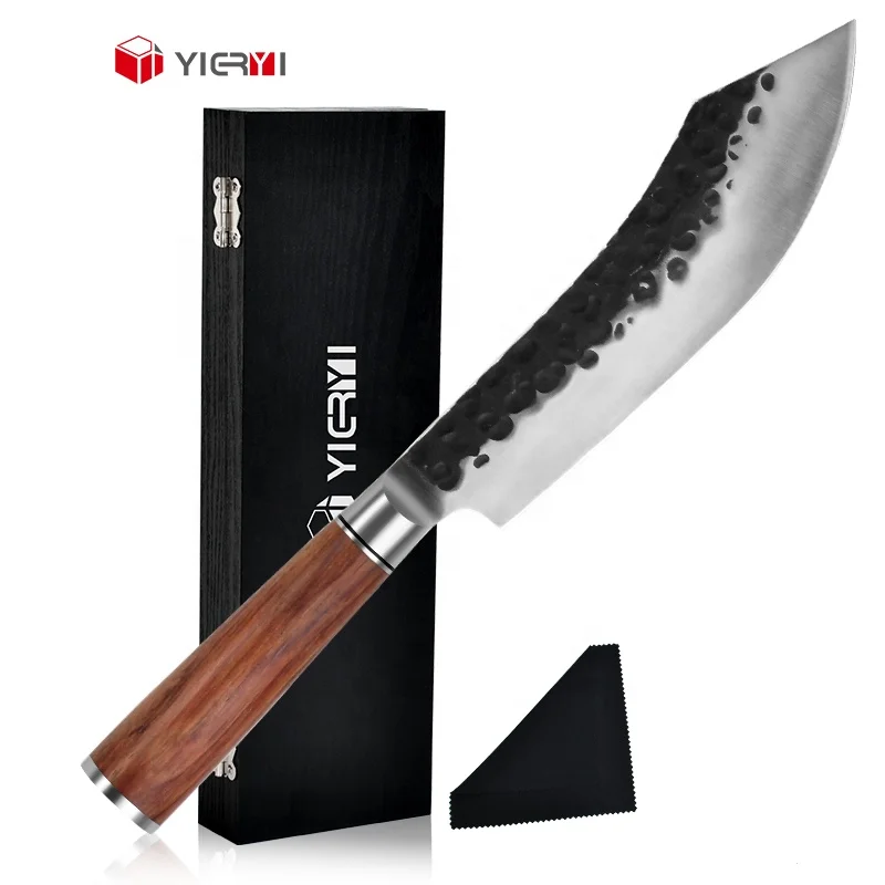 Full Tang Forged Butcher Slaughter Breaking Knives For Brisket Turkey BBQ  Roast Meat Carving Hammered Stainless Steel Blade