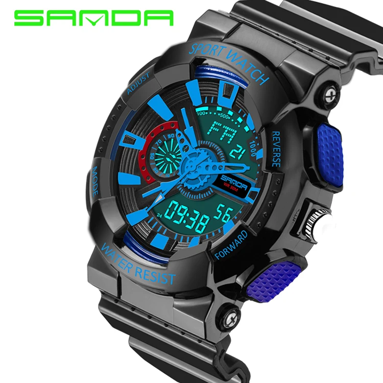  Sanda 799 1 Спортивные брендовые электронные часы цифровые мужские наручные белый стиль G военные водонепроницаемые для плавания