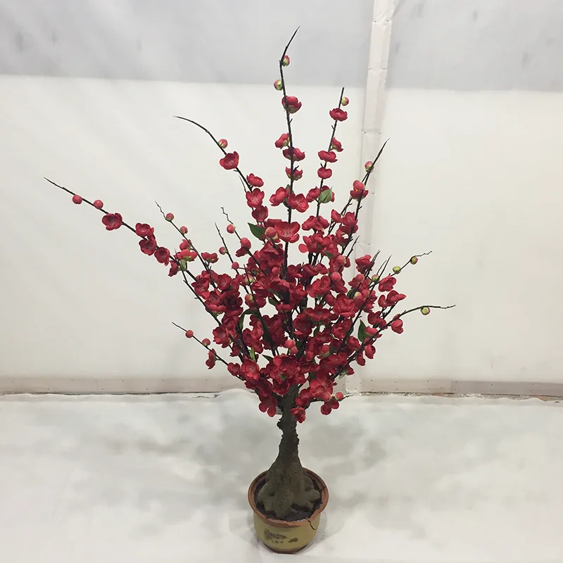 Artificial pink japanese flower cherry blossom fabric bonsai tree for decoration