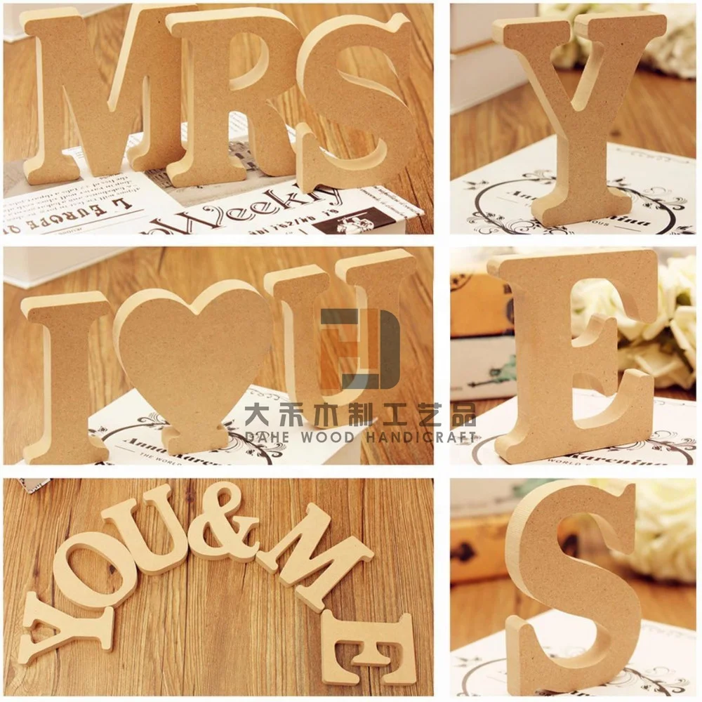 DIY Unfinished MDF Wood 3D Symbol Wooden Standing Letters for Wedding Tabletop Wall Sign Home Decor
