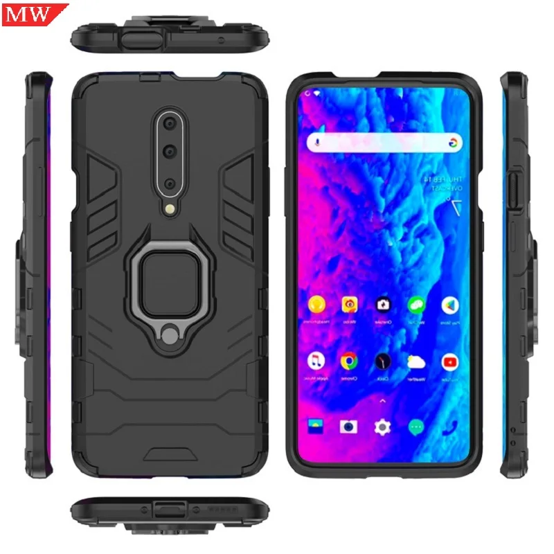 Heavy Duty Ring Holder Magnet Kickstand Armor 2 in 1 Pc Tpu Phone Case For OnePlus 7T Pro