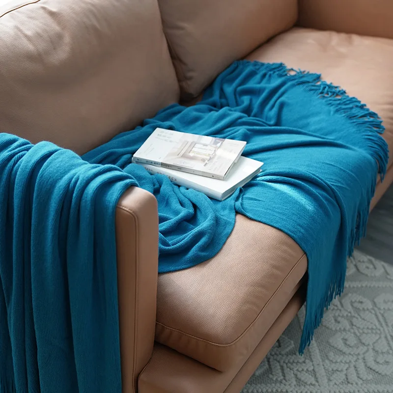 Super Soft Knitted Throw Creamy Waffle Couch Cover Knitted Decorative Textured Solid Throw Blanket For Sofa