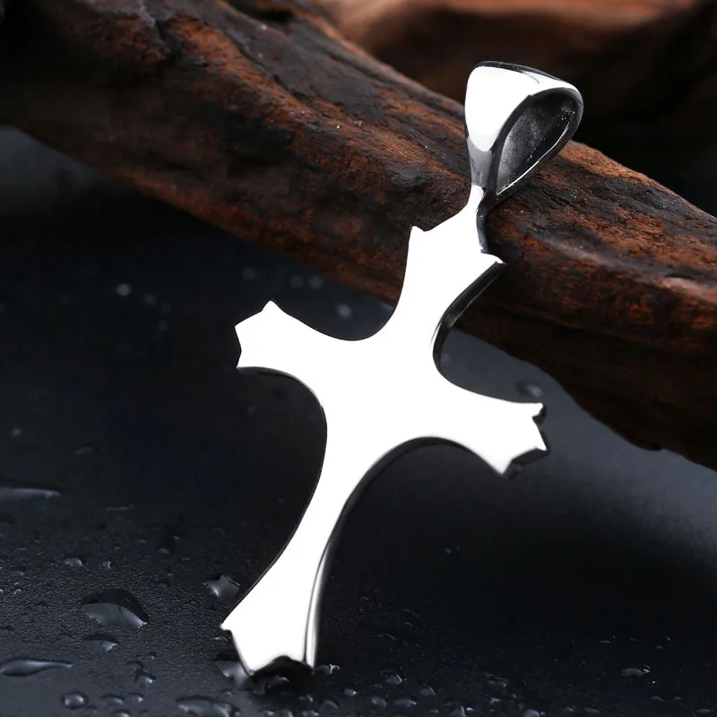 Stainless Steel Cross Inlaid Red Gemstone Pendant Vintage Viking Pattern Celtic Knot Men Necklace