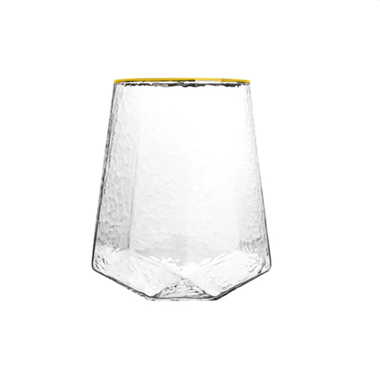 Hot Selling Creative Diamond Hexagonal Stemmed Wine Glasses