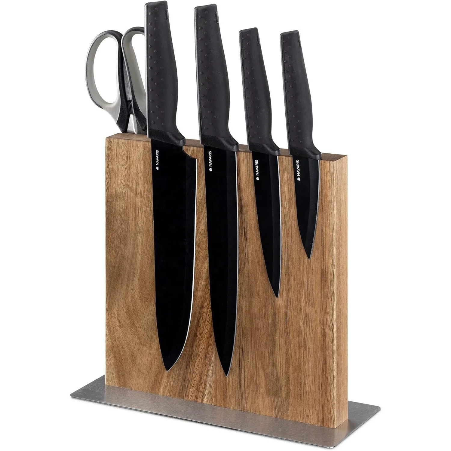 Magnetic Wooden Knife Block Modern Utensil Holder in Acacia Wood | Homex_BSCI Factory