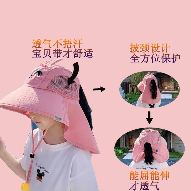 Summer Baby Bucket Hat Wide Brim UV Protection Boys Girls Children Panama Outdoor Beach Sun Hats Cartoon Fisherman Hat