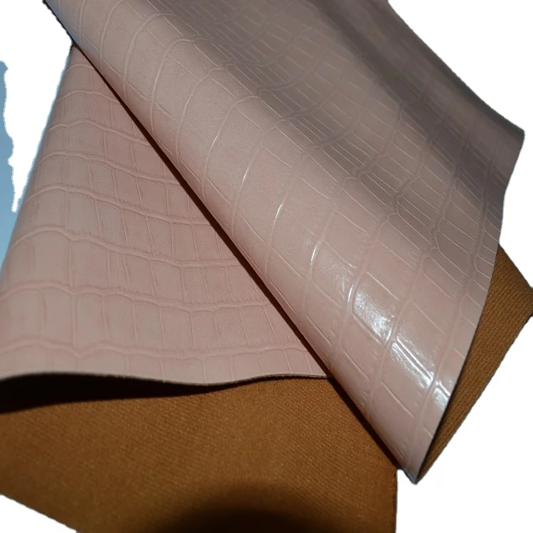 Factory price wholesale pu synthetic leather for making  bags with crocodile microfiber