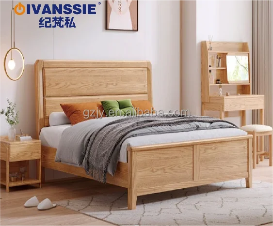 american style luxury antique design bed solid wood queen size bed solid frame with headboard