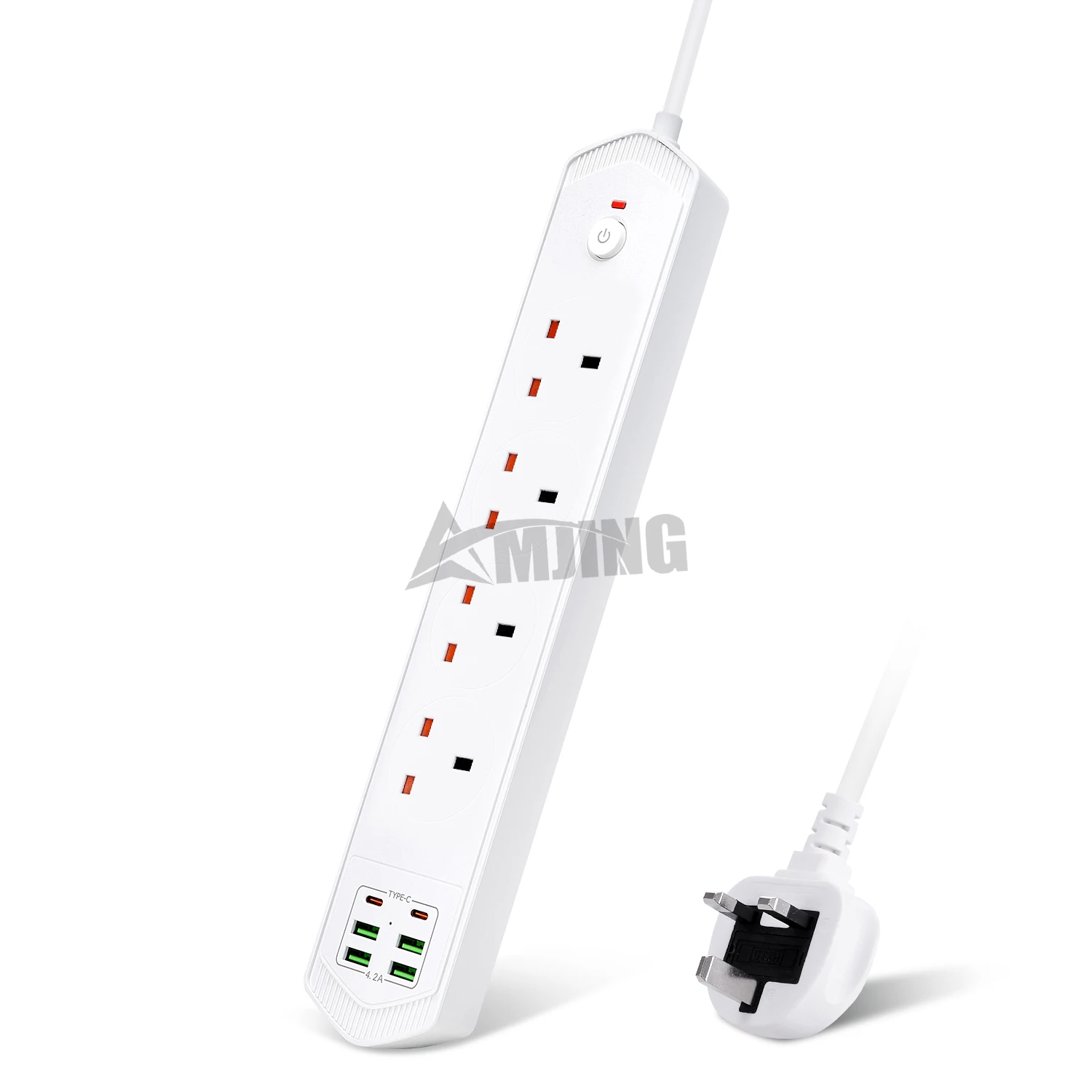 High quality power extension socket uk surge protector power strip with type c usb