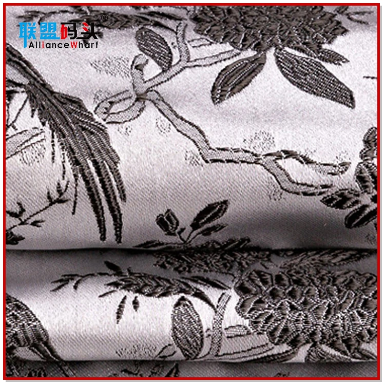 Unique Design Bird Flower Pattern Imitation Silk Brocade Satin Dress Jacquard Fabric For Ancient Cheongsam Tang Suits