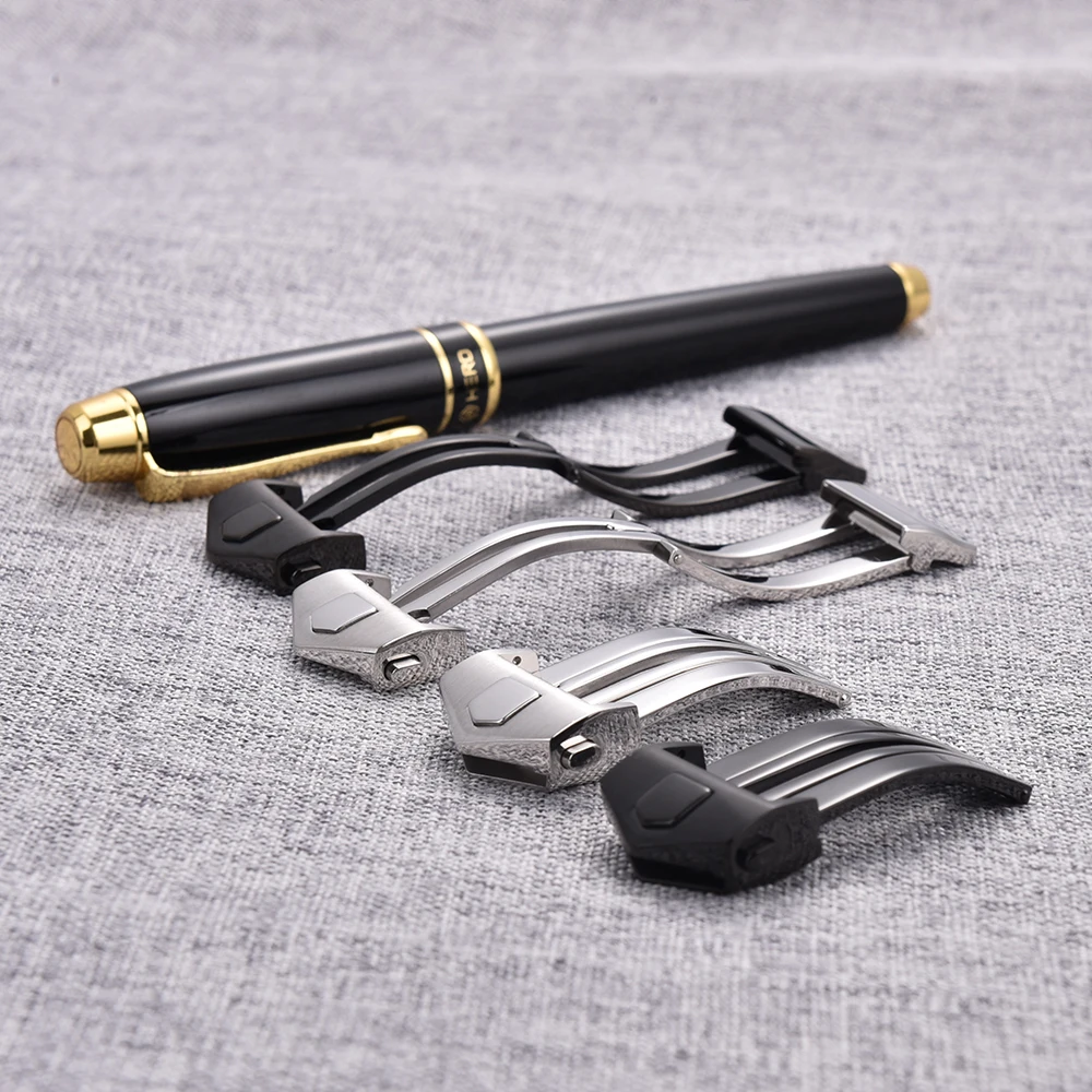 Stainless Steel Deployment Clasp 18 20mm Butterfly Folding Buckle Watch Strap Accessories Replacement For Leather Strap