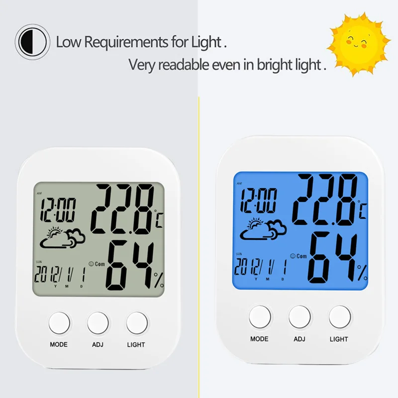 Top selling Weather Station Forecast Room Time Calendar Backlight Digital Thermometer Hygrometer Temperature and Humidity Gauge