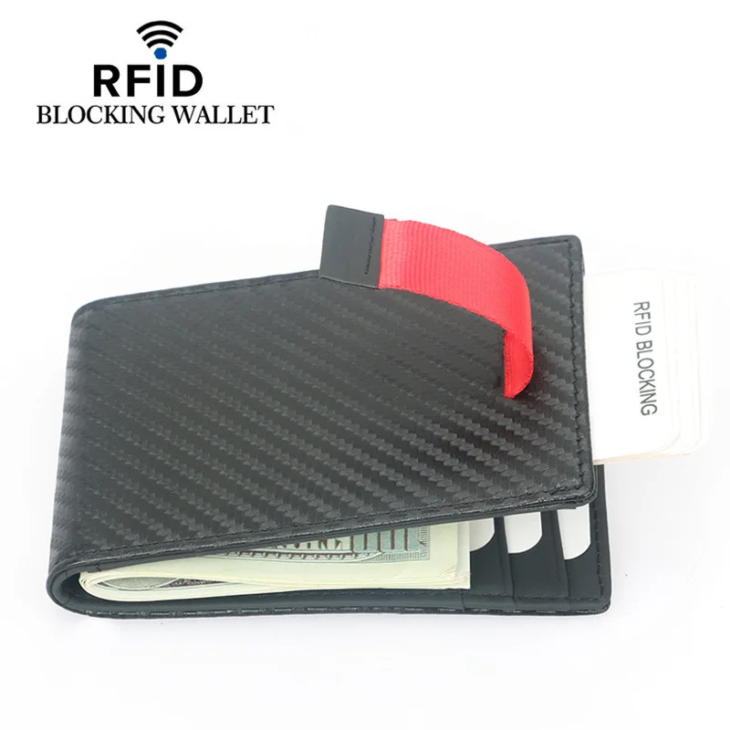 Wholesale custom men genuine leather bank card coin holder rfid credit card sleeve anti theft wallet with money clip