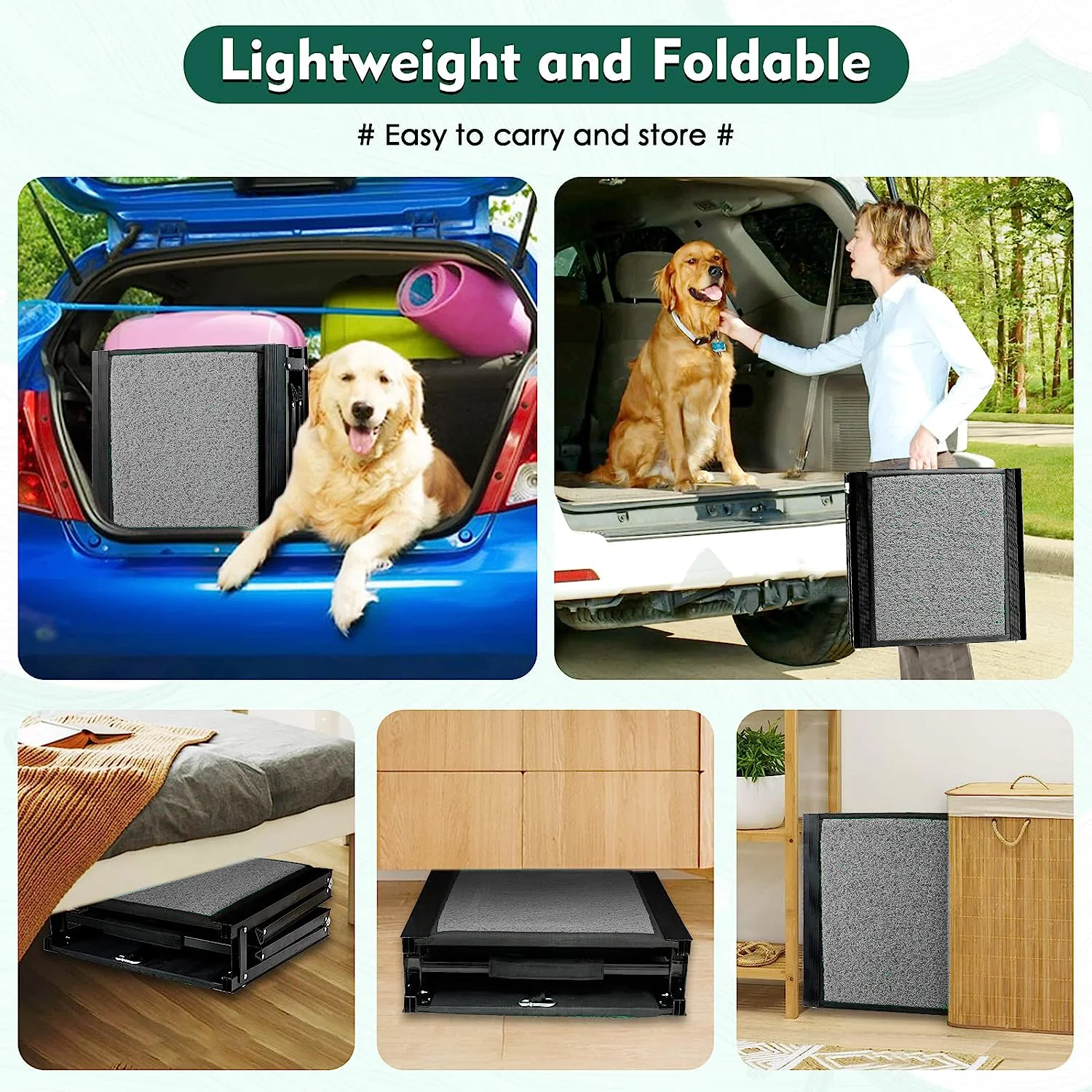 CANBO Adjustable Anti-slip Portable Pet Stairs Ramp Ladder Lightweight Aluminum Pet Dog Car Ramp Folding