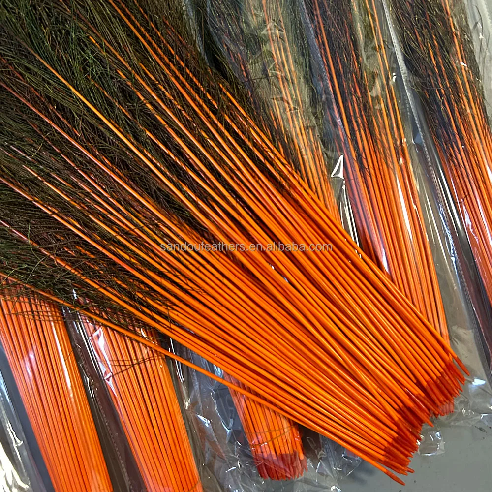 Wholesale orange peacock feather direct dyed peacock feather  carnival peacock clothes