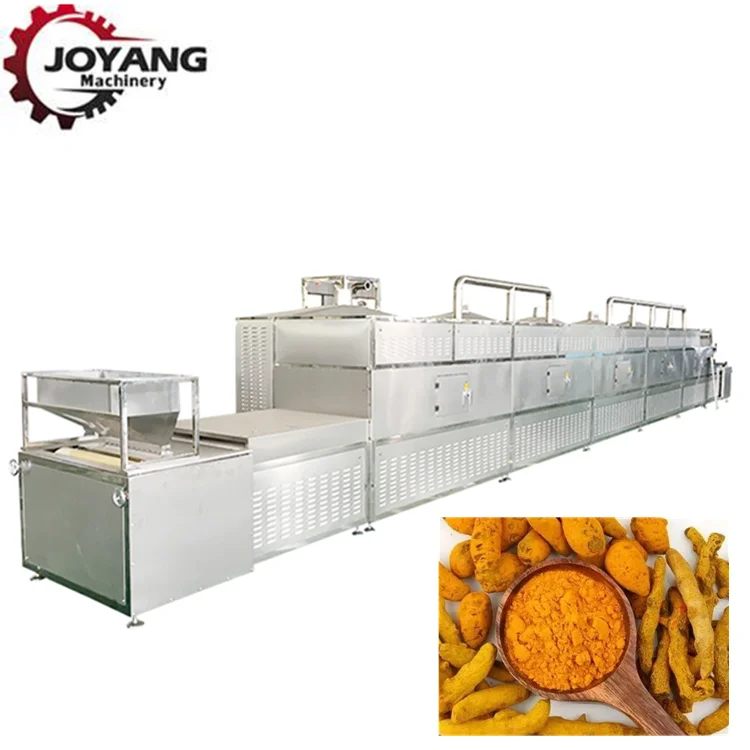 PLC Automatic Ground Turmeric Microwave Dryer Sterilization Equipment Turmeric Powder Spices Microwave Drying Sterilizer Machine