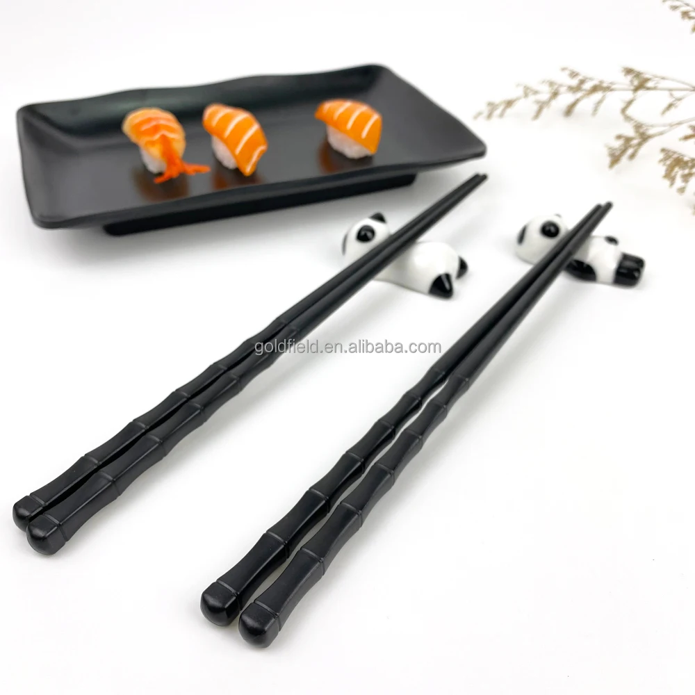 hot sale 5prs  Fiberglass  bamboo   chopsticks   5pcs  ceramic panda rest for Gift BOX Dishwasher safe