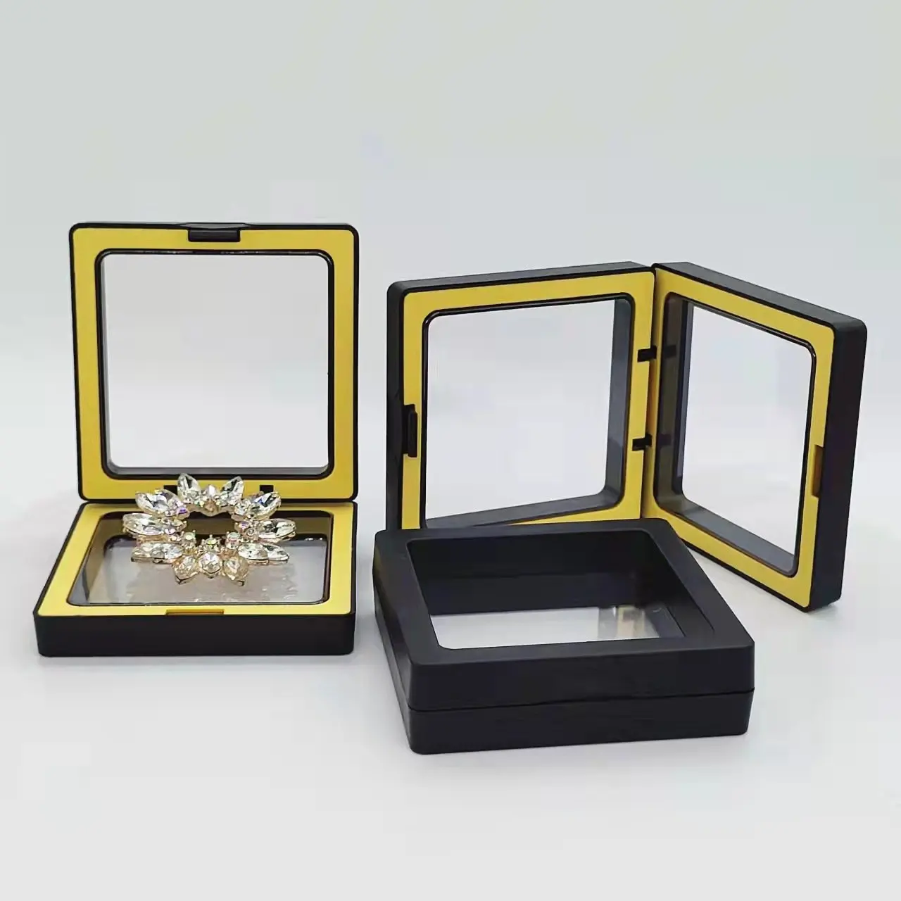 New Design Custom Logo Fashion Bracelet Necklace Ring Packaging Boxes 3D PE Film Two Colors Display Gift Jewelry Box