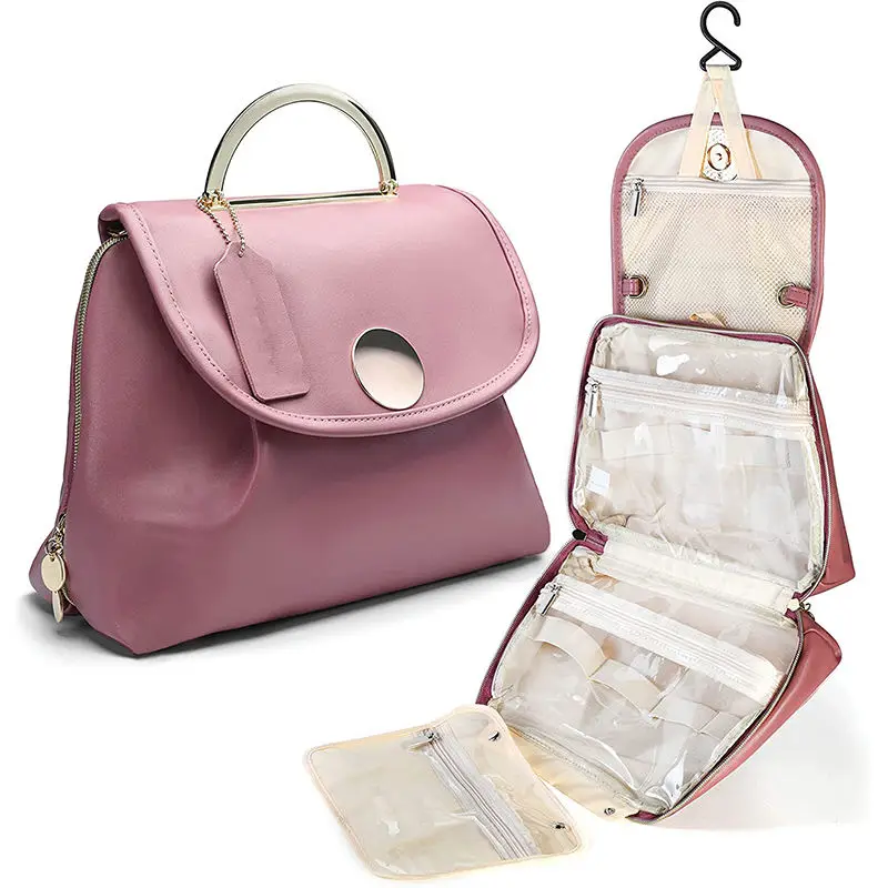 Custom Beauty Toiletry Organic Cosmetic Pouch Hanging Toiletry Luxury Cosmetic Bag