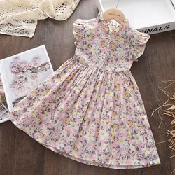 Bear Leader Girls Casual Dresses 2022 New Summer Kids Baby Flowers Print Costumes Floral Party Birthday Princess Vestidos 2-6Y