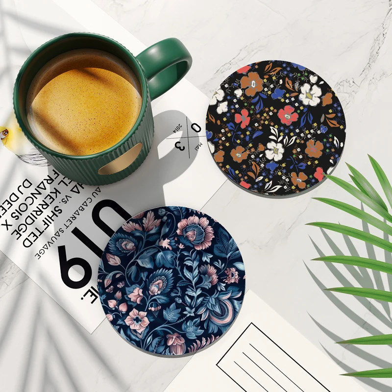 Pack of 6 Flower Custom table coasters placemat non slip anti slip absorbent diatom mud Diatomite diatomaceous earth place mat