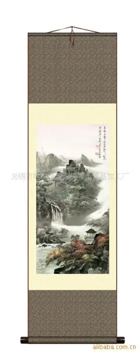 Living Room Office Hanging Ink Landscape Silk Exquisite Scroll Traditional Chinese Painting Bozhong Meeting Friends