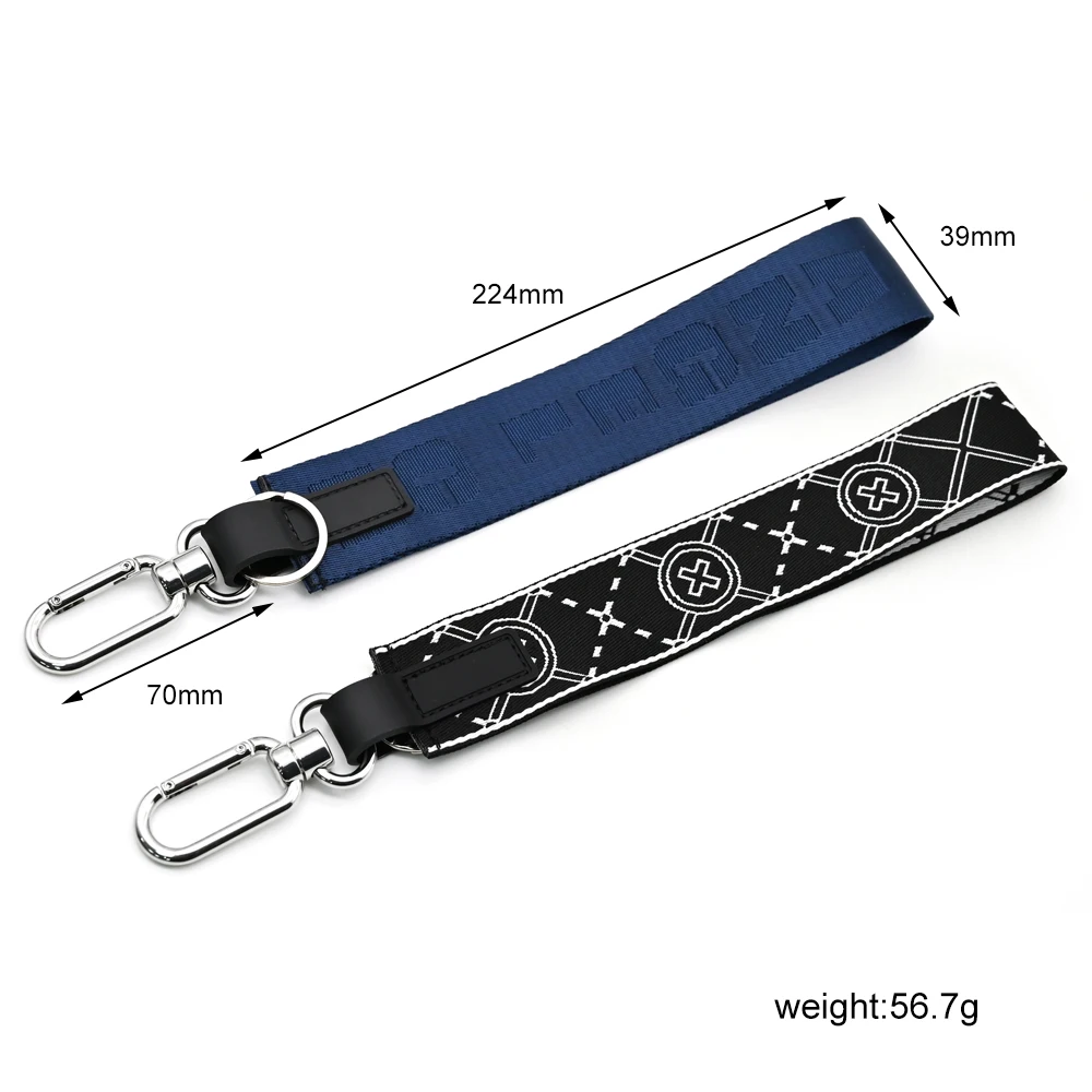 YYX Customized Logo Jacquard Short Key Lanyard Nylon Woven Car Motorcycle Wrist Keychain