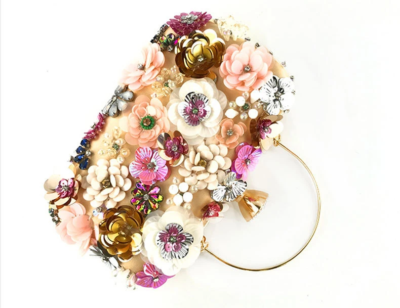 Fashion Trend Dinner Bag Lady Handmade Sun Flower Beaded Bag banquet wedding party women hand bags wholesale