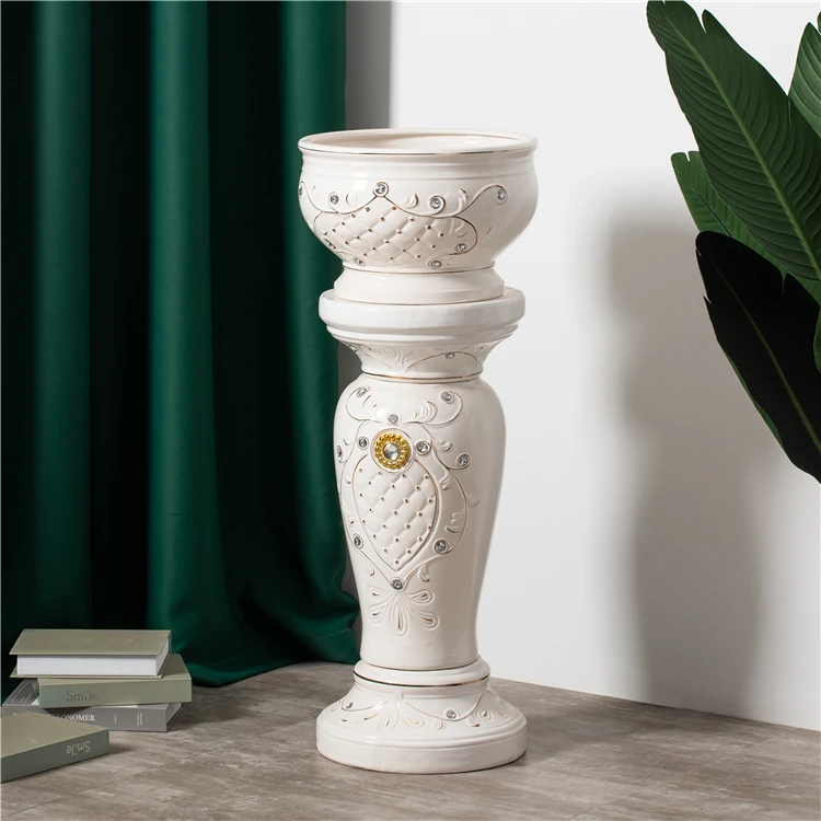 Modern minimalist home livingroom decoration piece flower vase roman column tall ceramic vases for home decor