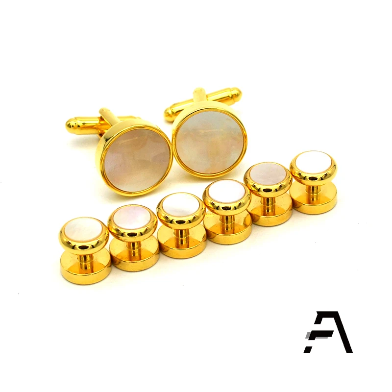Hot Sale Classical Mens Cufflinks and Studs Set Tuxedo Shirts for Business