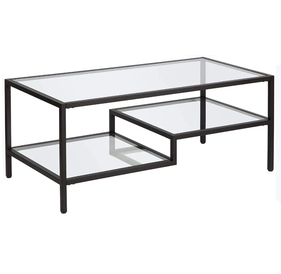 Custom Made Black Metal And Tempered Glass Coffee Table For  Living Room  Furniture