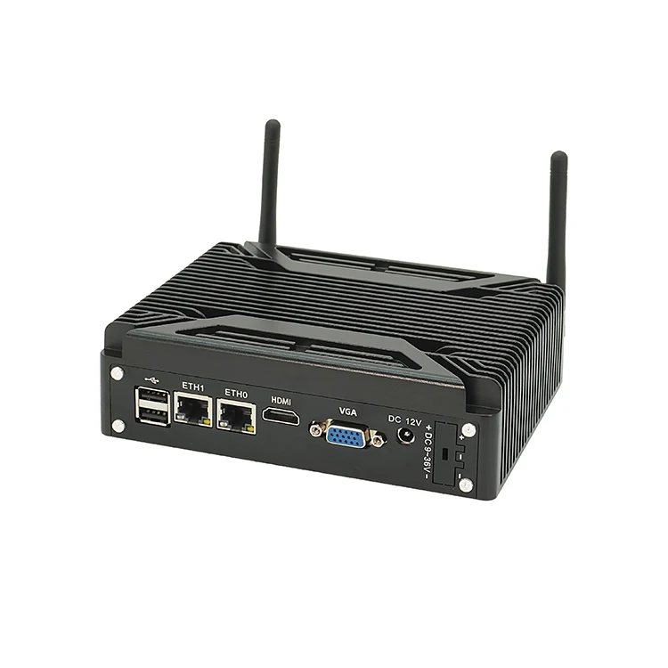 Factory Cheapest  Fanless Mini Computer Dual Core i5 5300U with 2xRJ45 10/100/1000 Mbps 2xRS232 Mini Industrial PC