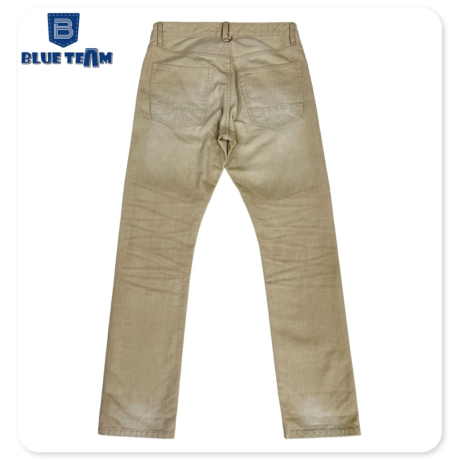 Blue Team | OEM factory logo custom jeans khaki straight leg denim pants customizable jeans red selvedge denim