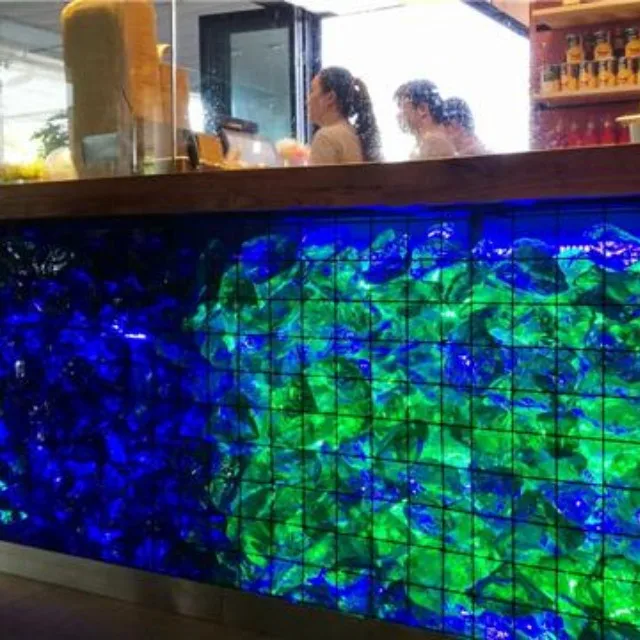 Factory customized Ocean Blue Landscape Building colored Glass Chunk Rocks stone for sale