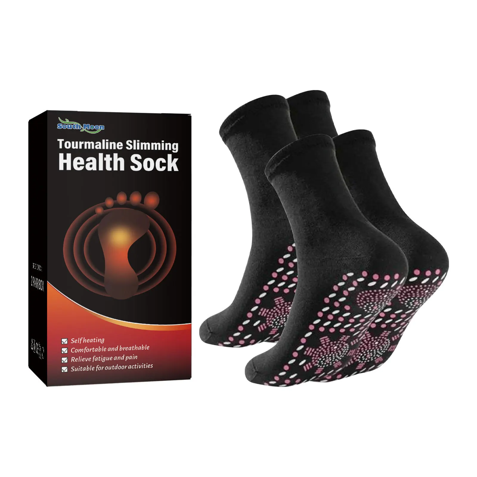 Wholesale tourmaline acupressure self-heating shaping lymphvity slimming health magnetic therapy self heating socks