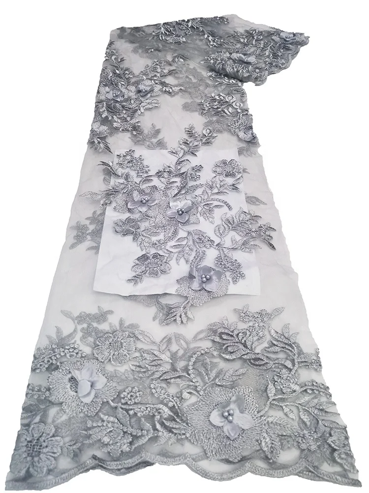 lace fabric factory luxury french embroidery tulle 3d lace fabric bridal flower