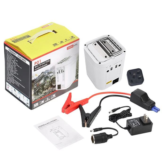 Multi- function Car jump starter  AC 110V/220V  uninterruptible power supply solar energy power station 26800mah power bank