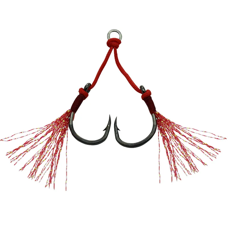 High Quality Mustad Stainless Steel Long with Holes Shank Saltwater Feather Barbed Ocean Fishing Hook