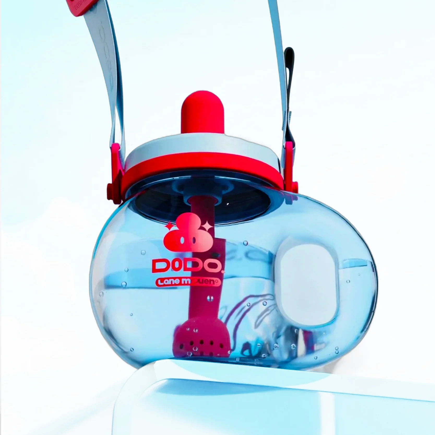 Large Capacity Cartoon Cute Heat-Resistant Leak-Proof BPA-Free Perfect for Kids On-the-Go Lanyard Tritan Water Straw Bottle