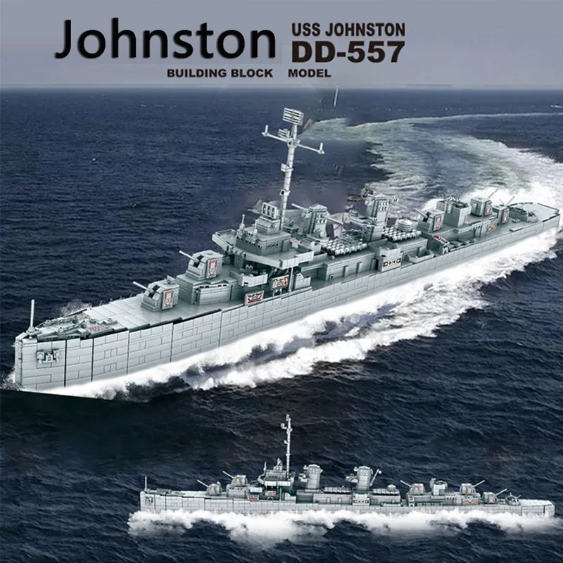 Educational Building Blocks Johnston Ship WW2 War Boats Military Ship Series Bricks Sets Toys Small Particles Decoration Toys