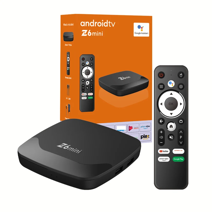 2025 дешевый z6 mini Tv Box Android 13 ATV smart tv box amlogic чип с BT голосовым пультом дистанционного управления tvbox vs tx30 pro