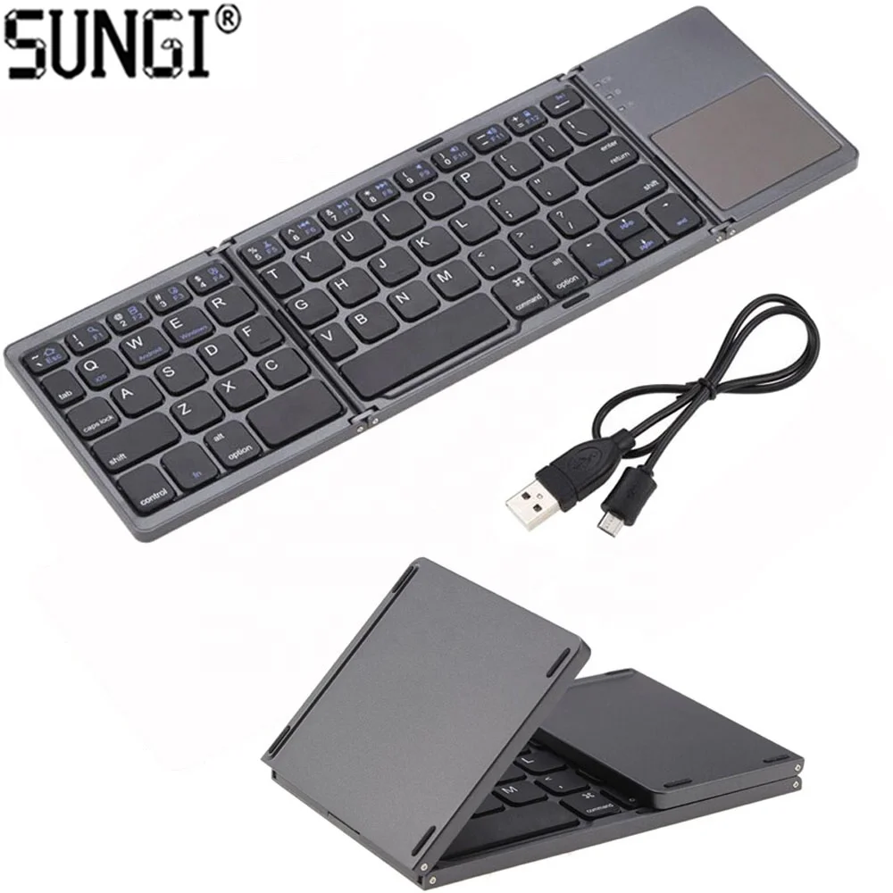 English Layout foldable bt Wireless Folding bluetooths keyboard qwerty and touch pad wireless keyboard