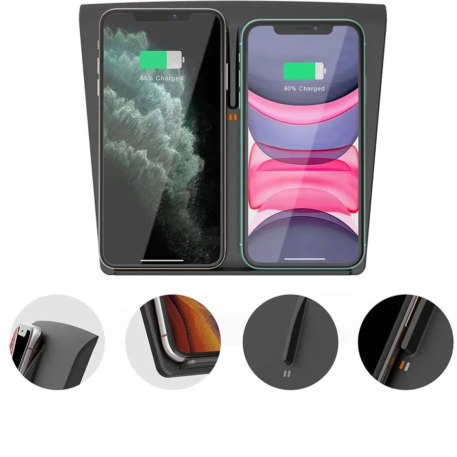 Car Wireless Charger For Tesla Model 3 S X Y For Iphone Android Smartphone Anti-Skid Dual Charging Board
