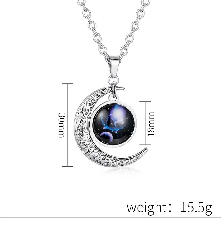new Moon star combination pendant hip hop personality twelve constellations starry night necklace
