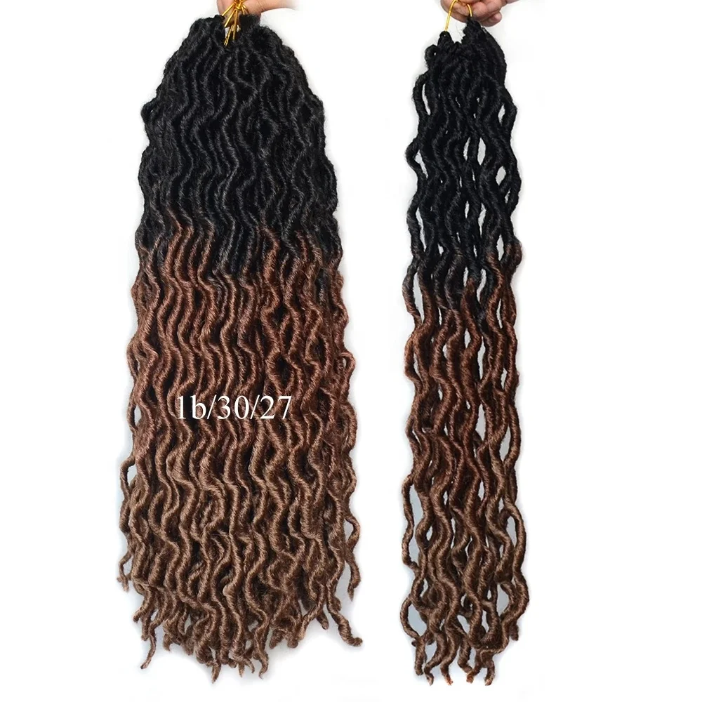 Hot Sale River Goddess Faux Gypsy Locs 24 Strands/pcs Crochet Wavy Colored Curly Hair Braids Wholesale Synthetic Hair Extension
